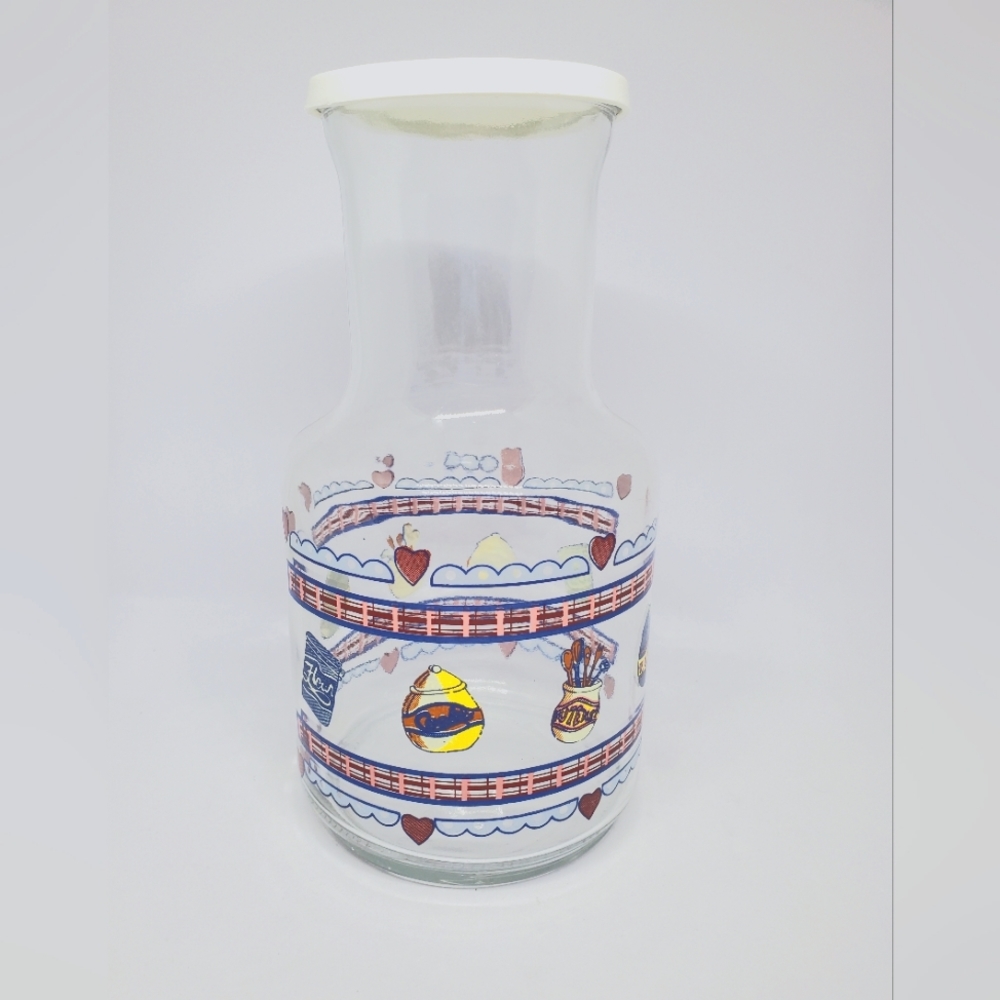 KIG Indonesia Vintage Glass Carafe Country Cottage Kitchen - Pre-owned 1980's